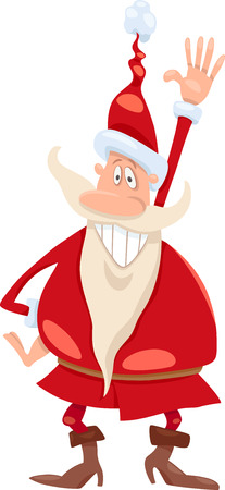 Cartoon Illustration of Funny Santa Claus or Papa Noelのイラスト素材