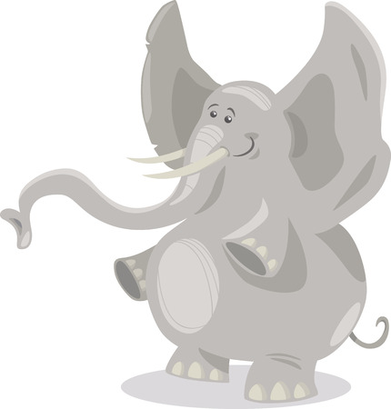 Cartoon Illustration of Cute African Elephant Animalのイラスト素材