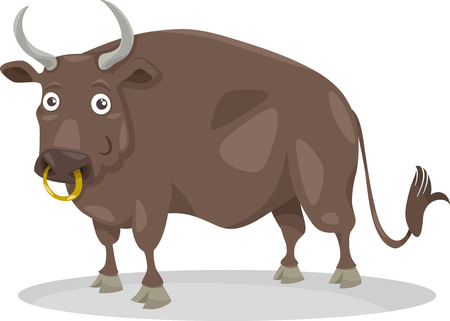 Cartoon Illustration of Funny Bull Farm Animalのイラスト素材