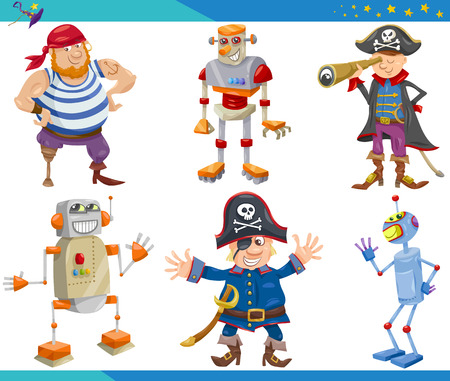 Cartoon Illustrations Set of Fairytale or Fantasy Charactersのイラスト素材