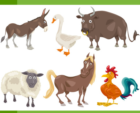 Cartoon Illustration of Funny Farm Animals Setのイラスト素材