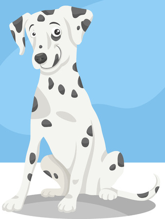Cartoon Illustration of Cute Dalmatian Purebred Dogのイラスト素材