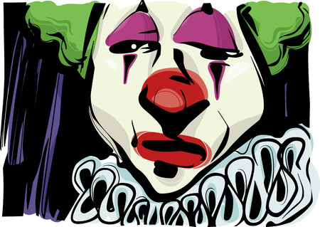 Sketch Drawing Illustration of Sad Clown Faceのイラスト素材