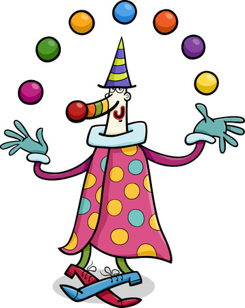 Cartoon Illustration of Funny Clown Circus Performer Juggling Ballsのイラスト素材