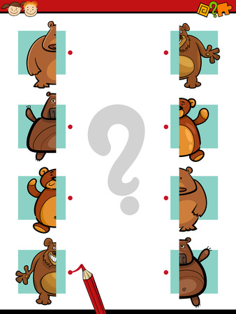 Cartoon Illustration of Education Halves Matching Game for Preschool Childrenのイラスト素材