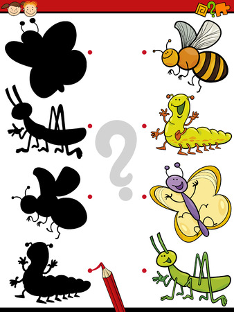 Cartoon Illustration of Education Shadow Matching Game for Preschool Childrenのイラスト素材