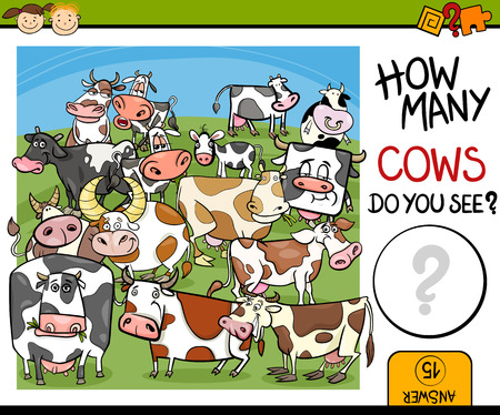 Cartoon Illustration of Education Counting Game for Preschool Childrenのイラスト素材
