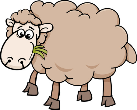 Cartoon Illustration of Funny Sheep Farm Animalのイラスト素材