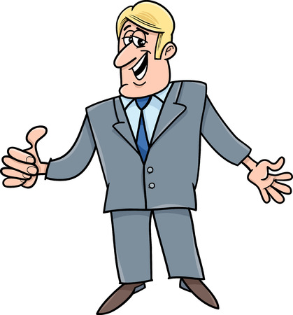 Cartoon Illustration of Happy Man or Businessman with OK Gestureのイラスト素材
