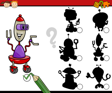 Cartoon Illustration of Education Shadow Matching Game for Preschool Childrenのイラスト素材