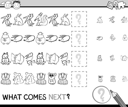 Cartoon Illustration of Completing the Pattern Educational Game for Preschool Childrenのイラスト素材