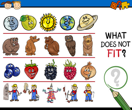 Cartoon Illustration of Finding Improper Item Educational Game for Preschool Childrenのイラスト素材