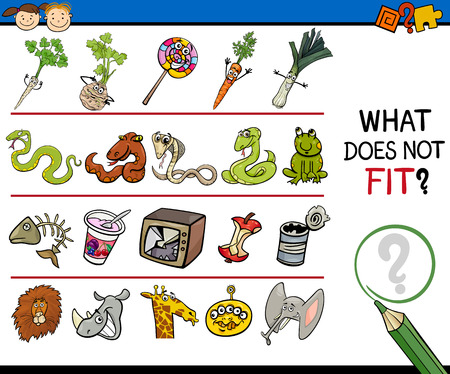 Cartoon Illustration of Finding Improper Item Educational Game for Preschool Childrenのイラスト素材