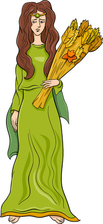 Cartoon Illustration of Mythological Greek Goddess Demeterのイラスト素材