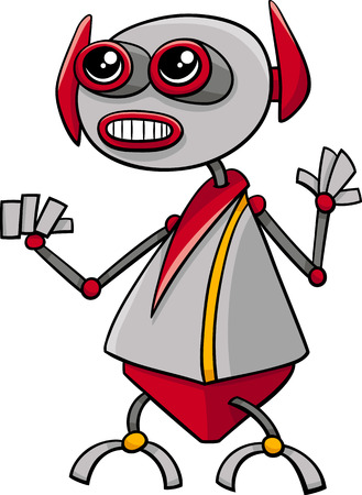 Cartoon Illustration of Funny Robot Science Fiction Characterのイラスト素材