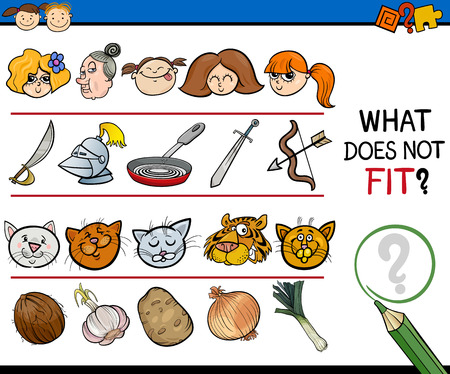 Cartoon Illustration of Finding Improper Item Educational Game for Preschool Childrenのイラスト素材
