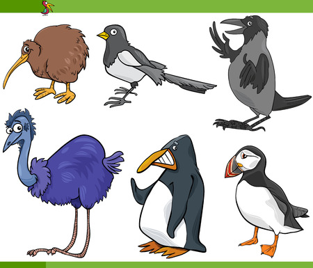 Cartoon Illustration of Funny Birds Setのイラスト素材