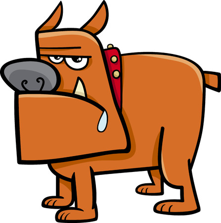 Cartoon Illustration of Bull Dog in Collarのイラスト素材