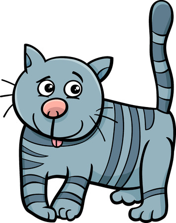 Cartoon Illustration of Funny Cat or Kitten Animal Characterのイラスト素材