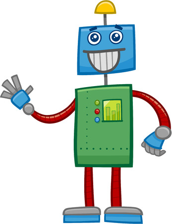 Cartoon Illustration of Funny Robot Fantasy Characterのイラスト素材