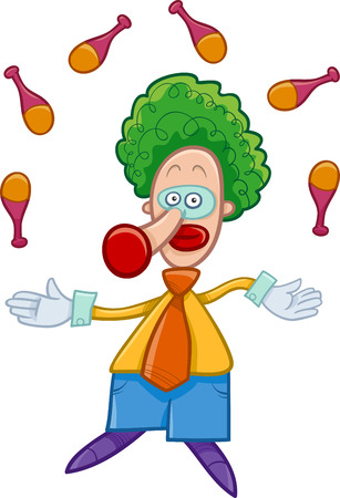 Cartoon Illustration of Funny Clown Circus Character Juggling on the Showのイラスト素材