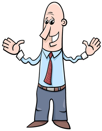 Cartoon Illustration of Man or Businessman Characterのイラスト素材