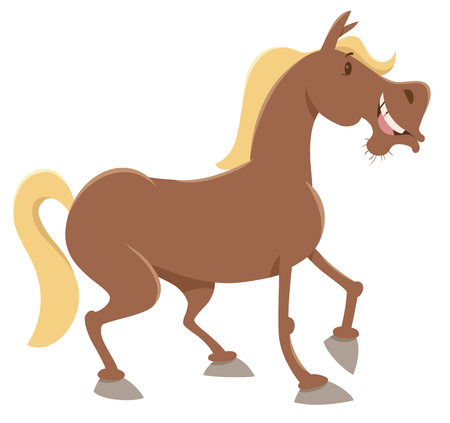 Cartoon Illustration of Funny Horse Farm Animal Characterのイラスト素材