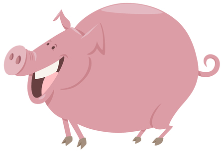 Cartoon Illustration of Pig Farm Animal Characterのイラスト素材