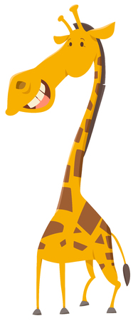 Cartoon Illustration of Funny Giraffe Wild Animal Characterのイラスト素材