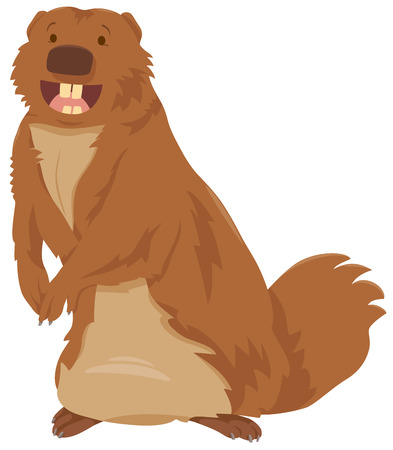 Cartoon Illustration of Happy Gopher Animal Characterのイラスト素材