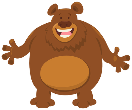 Cartoon Illustration of Happy Brown Bear Animal Characterのイラスト素材