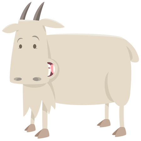 Cartoon Illustration of Cute Goat Farm Animal Characterのイラスト素材