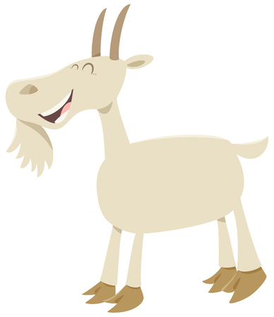 Cartoon Illustration of Happy Goat Farm Animal Characterのイラスト素材