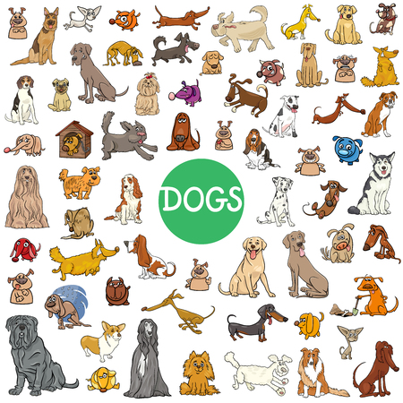 Cartoon Illustration of Dogs Pet Animal Characters Big Collectionのイラスト素材