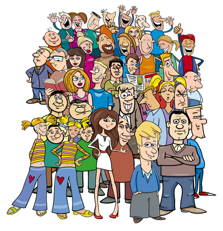 Cartoon Illustration of People Characters Large Groupのイラスト素材