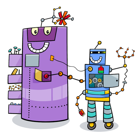 Cartoon Illustration of Funny Robotsのイラスト素材