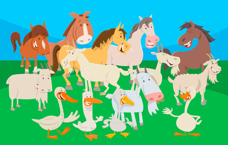 Cartoon Illustration of Farm Animalのイラスト素材