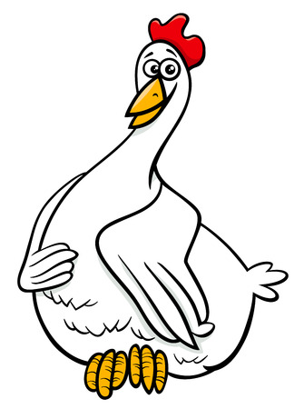 Cartoon Illustration of Farm Hen or Chicken Animal Characterのイラスト素材