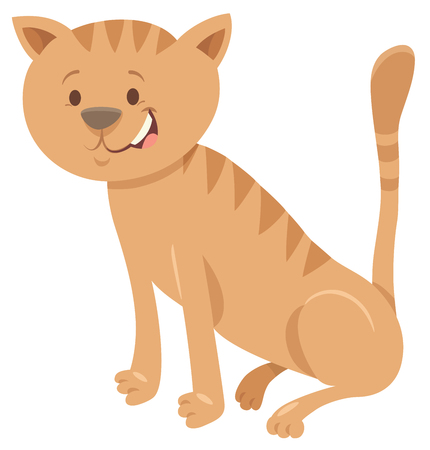 Cartoon Illustration of Cute brown Cat Funny Animal Characterのイラスト素材