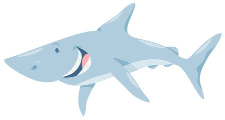 Cartoon Illustration of Funny Shark Fish Sea Animal Characterのイラスト素材