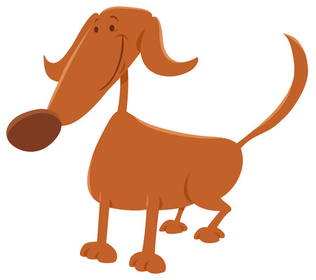 Cartoon Illustration of Funny Brown Dog Animal Characterのイラスト素材