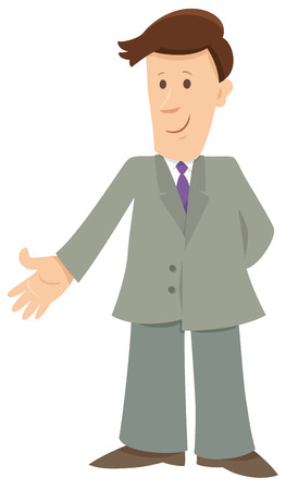Cartoon Illustration of Businessman or Man in Suit Characterのイラスト素材
