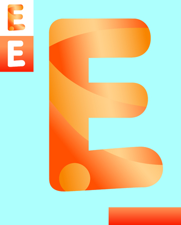 Cartoon Illustration of Capital Letter E Modern Alphabet Designのイラスト素材