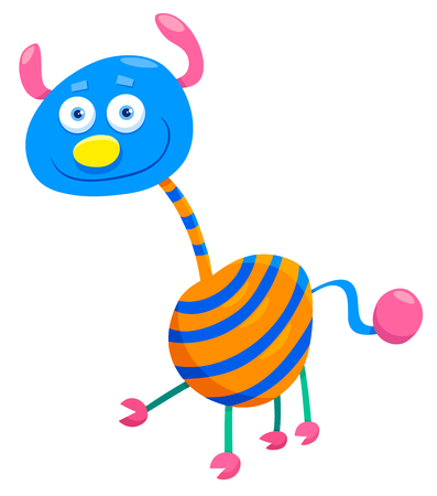 Cartoon Illustration of Funny Creature or Fantasy Animal Characterのイラスト素材