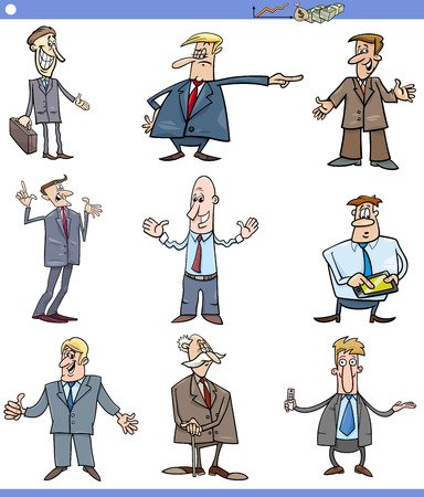 Cartoon Illustration of Funny Men or Businessmen Characters Setのイラスト素材