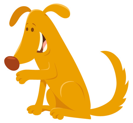 Cartoon Illustration of Happy Dog or Puppy Animal Characterのイラスト素材