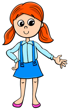 Cartoon Illustration of Preschool or Elementary Age Girl Characterのイラスト素材