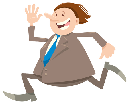Cartoon Illustration of Happy Running Man or Businessman Characterのイラスト素材