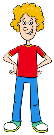 Cartoon Illustration of Elementary or Teen Age Boy Comic Characterのイラスト素材