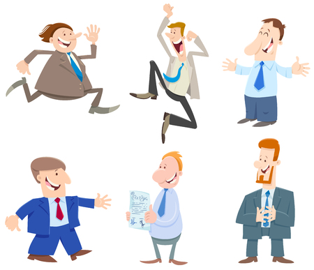 Cartoon Illustration of Happy Men or Businessmen People Comic Charactersのイラスト素材